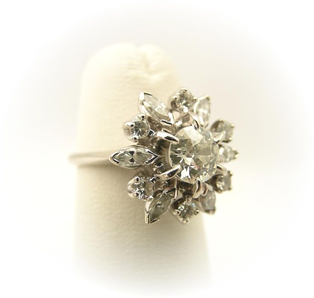 Appraisal: Lady's k white gold vintage diamond ring with round European