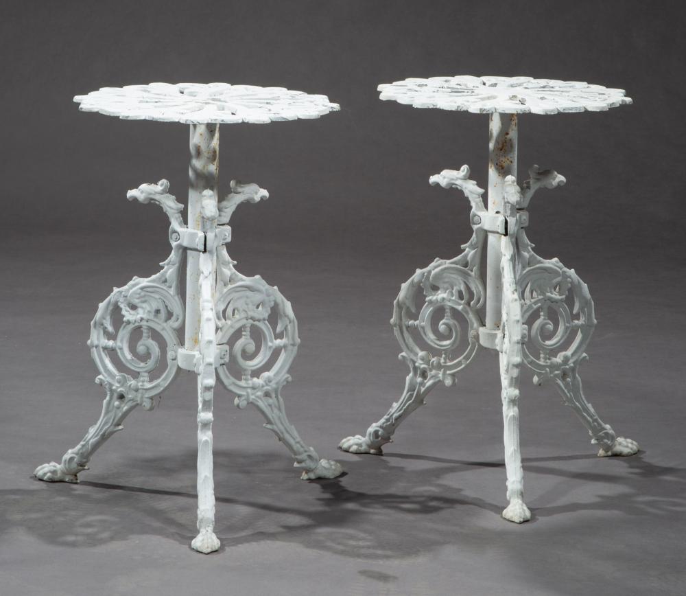 Appraisal: Pair of Vintage Painted Metal Plant Stands in the Victorian