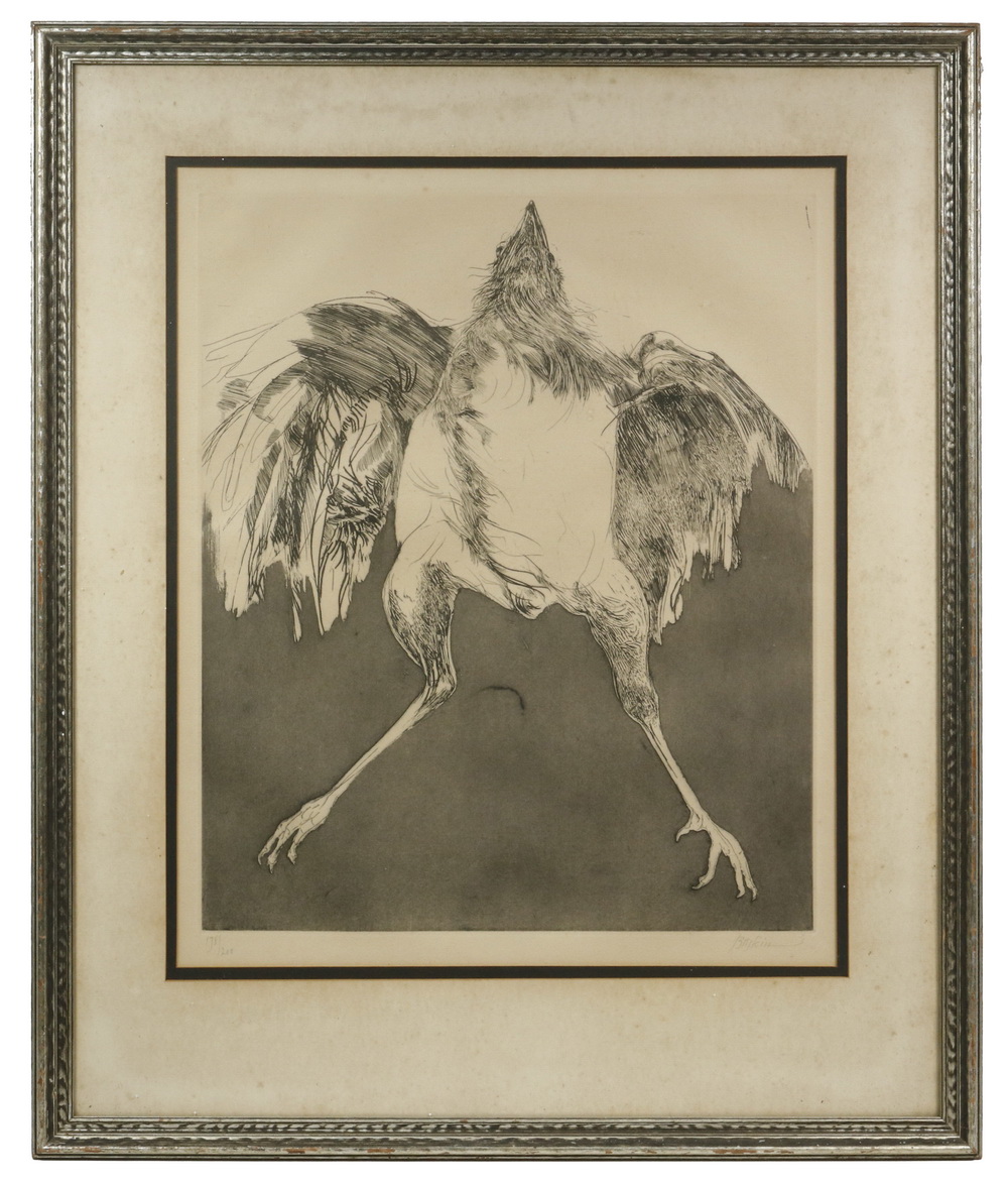 Appraisal: LEONARD BASKIN MA NY - Bird Untitled etching with aquatint