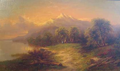 Appraisal: S J REMINGTON american th century LANDSCAPE WITH MOUNTAINS Signed