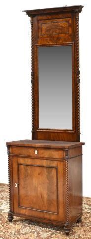 Appraisal: Continental mahogany console cabinet th c molded cornice engaged spiral