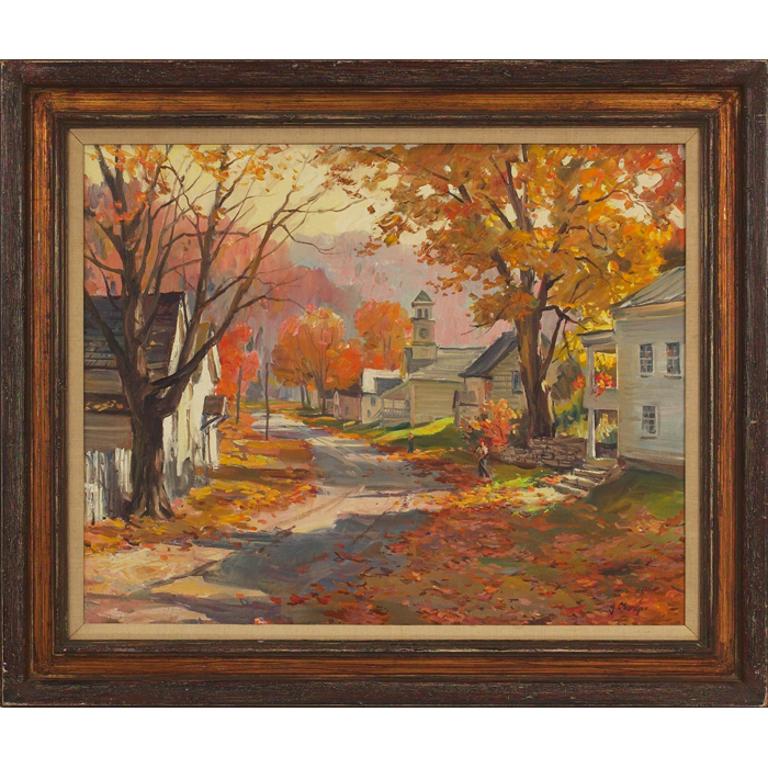 Appraisal: George Cherepov Lithuanian American - Street Scene c oil on