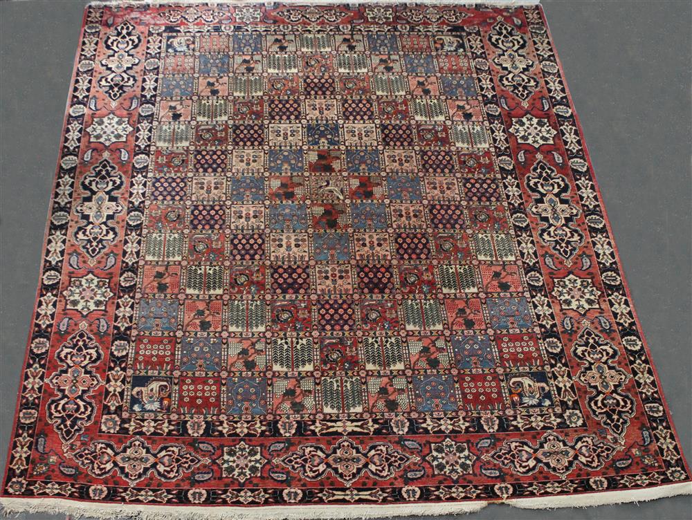 Appraisal: LARGE PERSIAN BAKTIARI GARDEN WOOL RUG having a grid design