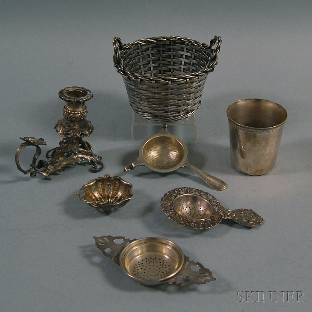 Appraisal: Seven Pieces of Sterling Silver and Silver-plated Tableware four tea