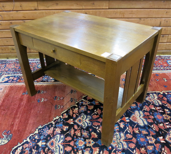 Appraisal: CRAFTSMAN STYLE OAK LIBRARY TABLE American c model with rectangular