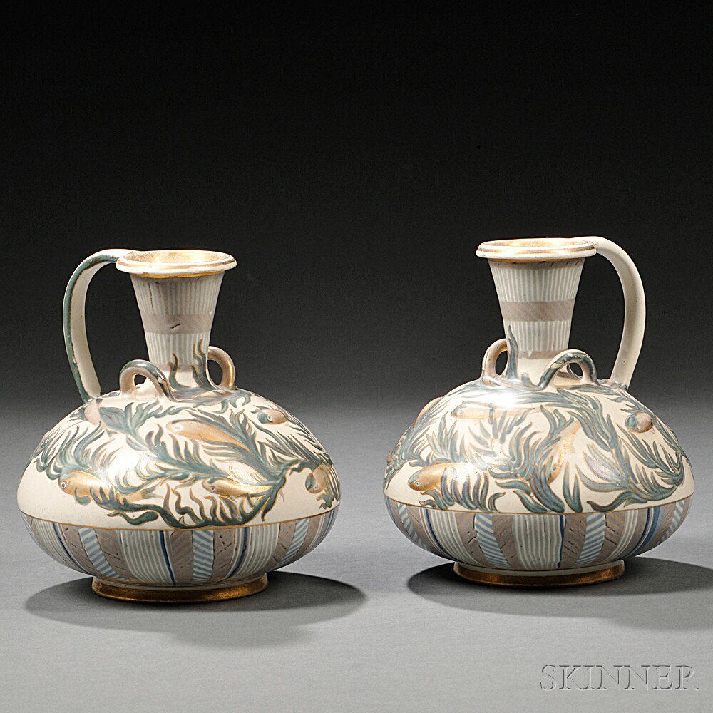 Appraisal: Pair of Doulton Lambeth Carrara Pitchers England c by Mark