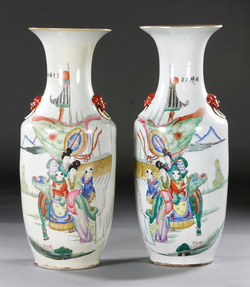 Appraisal: - Pr Chinese Porcelain Vases Pair of Chinese vases porcelain