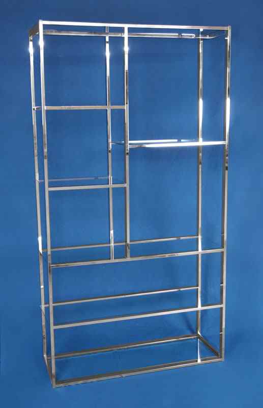 Appraisal: MILO BAUGHMAN CHROME AND GLASS ETAGERE Attribution approx '' tall