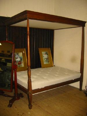 Appraisal: A LATE VICTORIAN OAK FOUR POSTER BEDSTEAD in ivory and