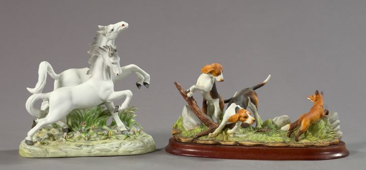 Appraisal: Two Andrea by Sadek Porcelain Figural Groups including Two Stallions