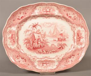 Appraisal: Historical Staffordshire Red Transfer Platter Historical Staffordshire Red Transfer China