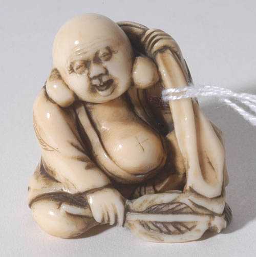 Appraisal: NETSUKE Japan th century W cm Ivory God of Fortune