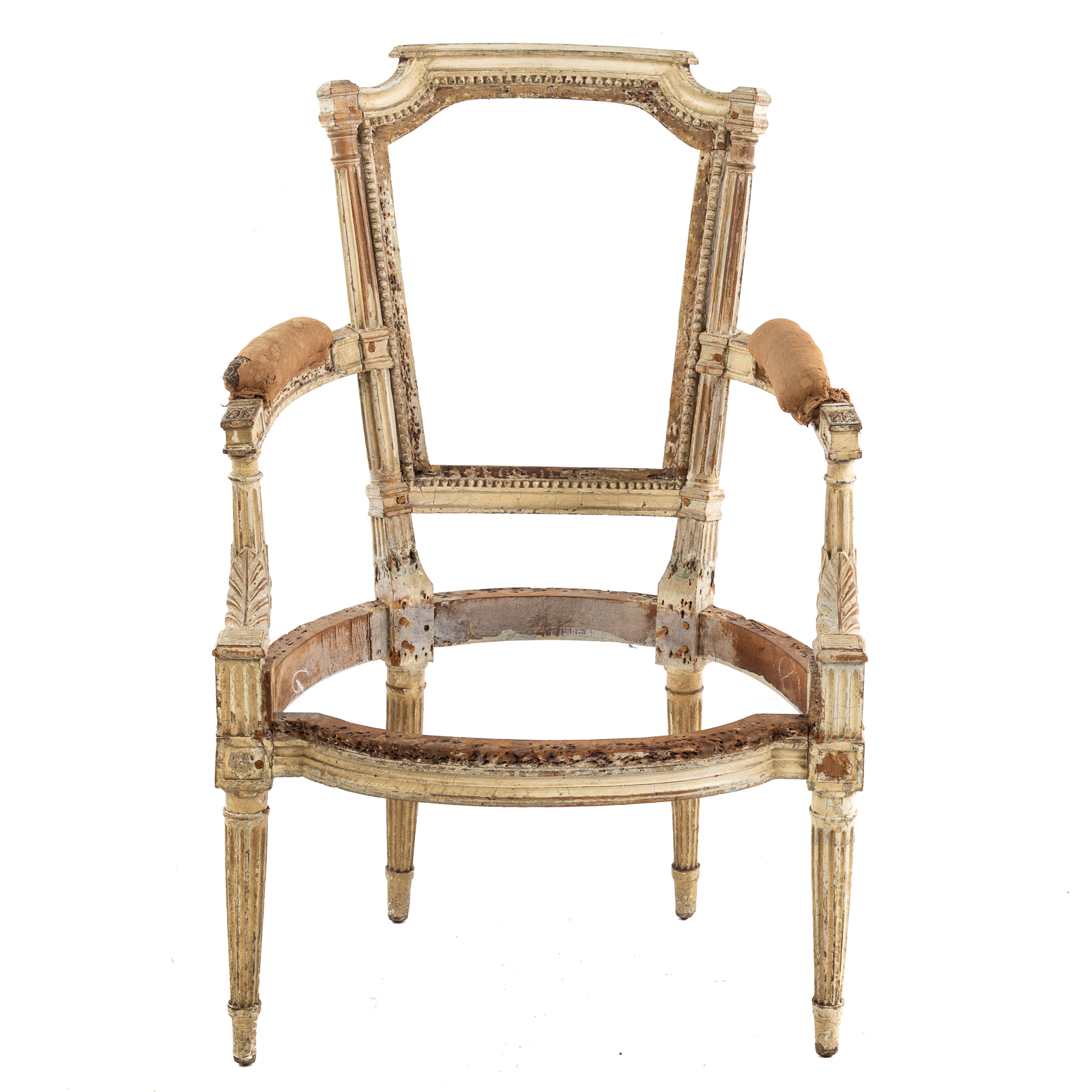 Appraisal: LOUIS XVI PAINTED WOOD ARM CHAIR FRAME Circa painted wood