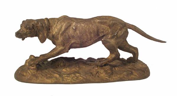 Appraisal: A bronze figure of dog depatinated height in