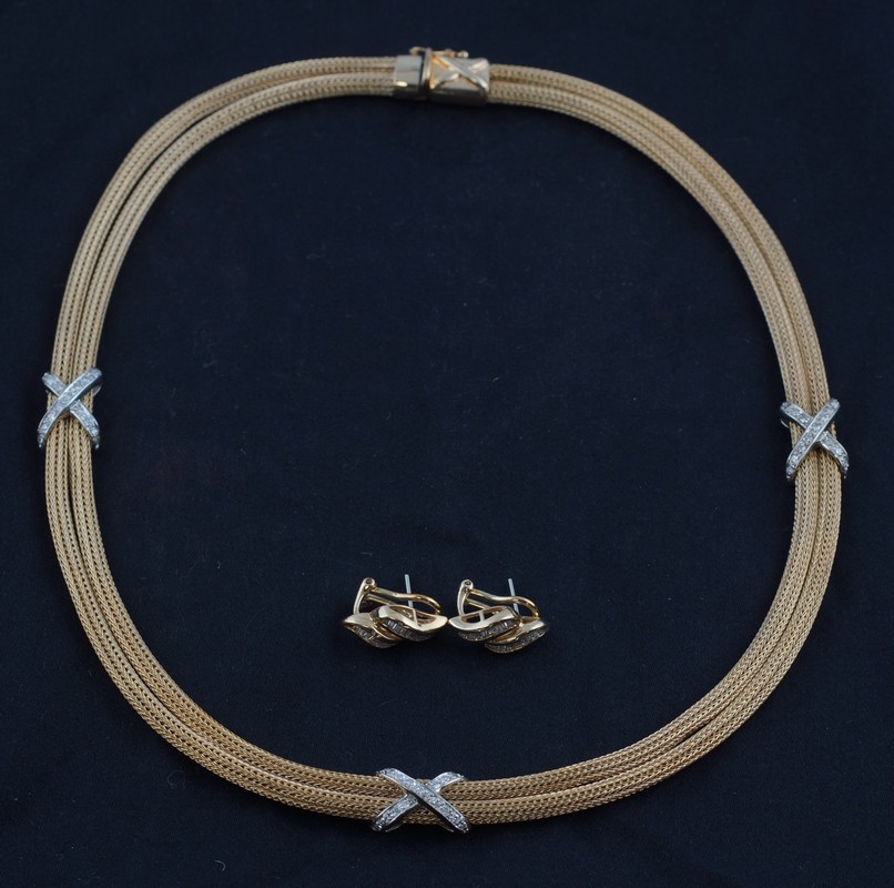 Appraisal: K Italian Yellow Gold Necklace with diamond X's each X