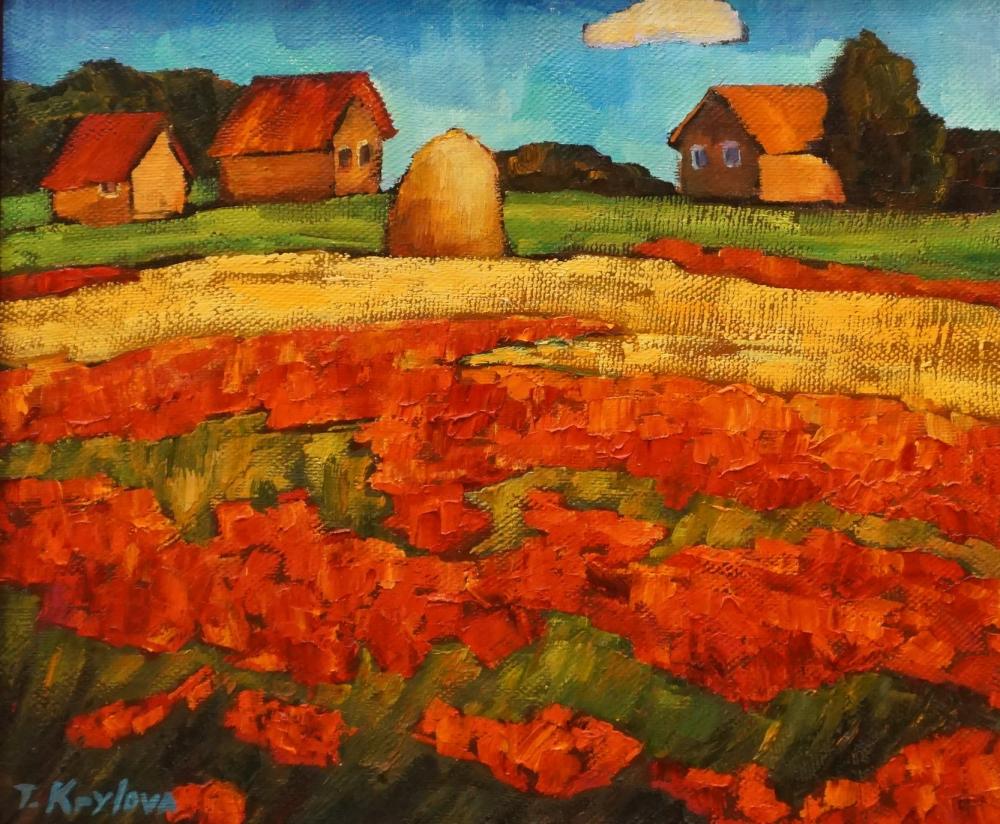 Appraisal: TATIANA KRYLOVA FARM FIELDS OIL ON CANVAS FRAME X IN