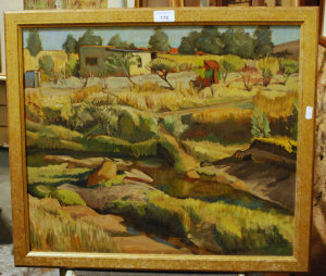 Appraisal: Phyllis G Fa - Mediterranean landscape oil on panel signed