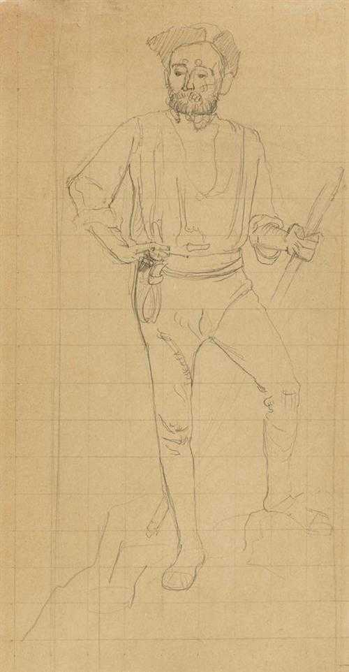 Appraisal: HODLER FERDINAND Bern - Geneva The gardener Pencil on paper