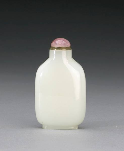 Appraisal: A white jade snuff bottle Qing Dynasty Well-hollowed and of