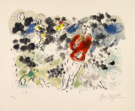 Appraisal: MARC CHAGALL Le Clown la Fl te I Color lithograph