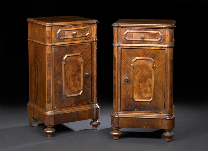 Appraisal: Pair of Napoleon III Walnut Bedside Cupboards third quarter th