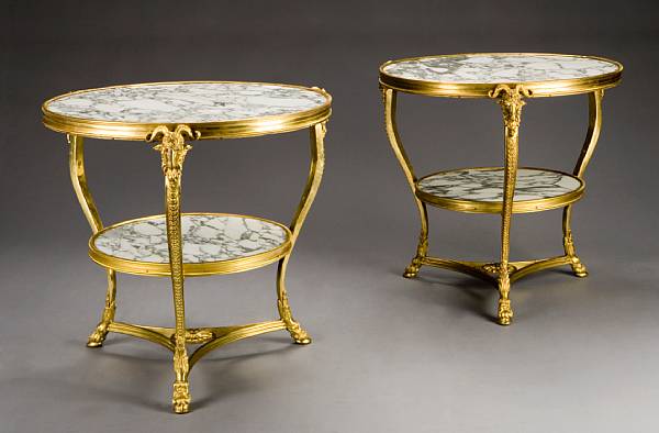 Appraisal: A pair of Louis XVI style gilt bronze and marble