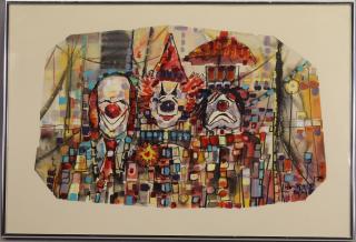 Appraisal: Herb Hultgren Minnesota th C Mixed media painting of clowns