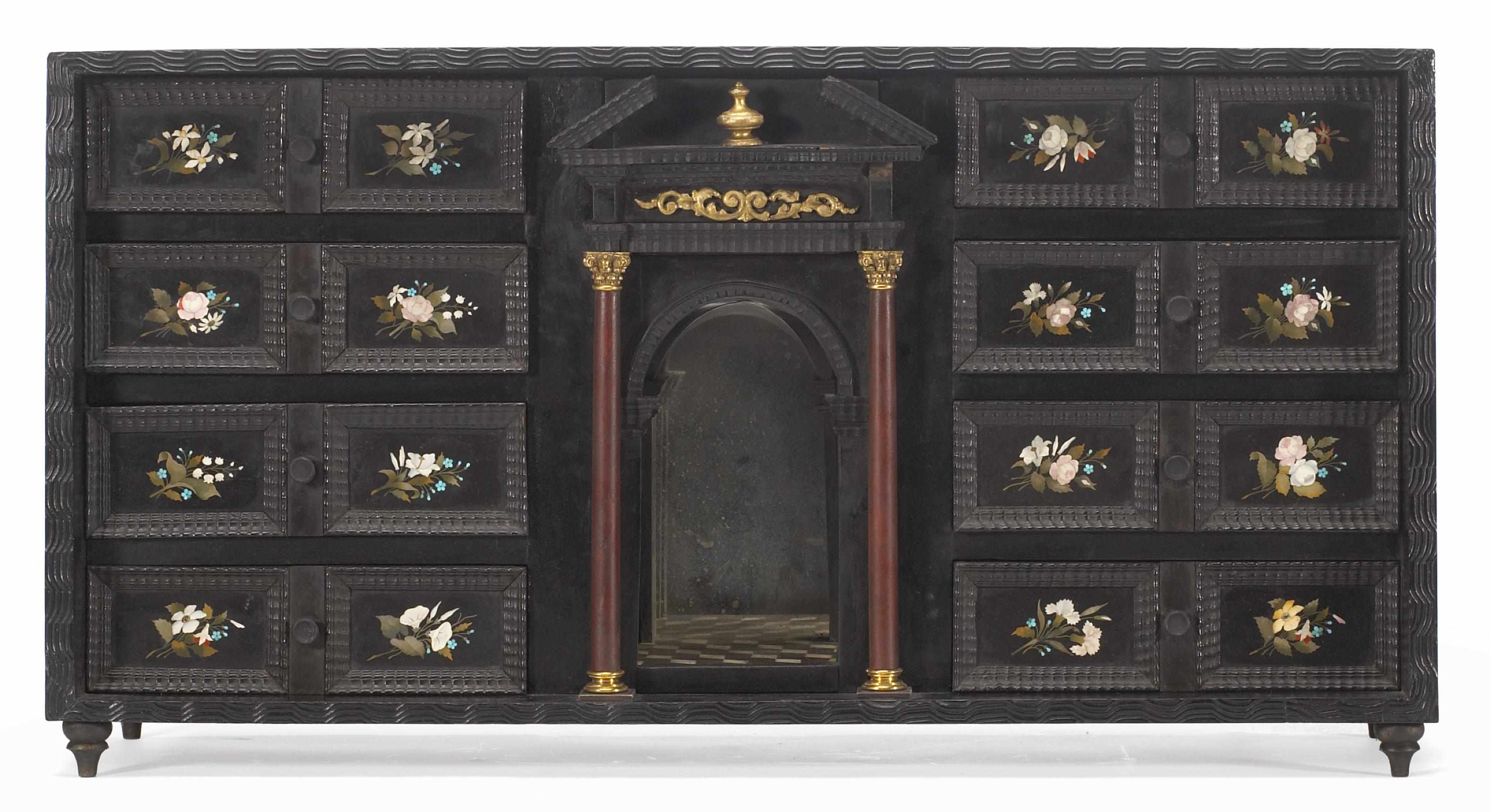 Appraisal: An Italian Baroque style pietra dura mounted parcel gilt and