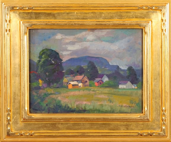 Appraisal: Farm landscape oil on board x SLL J Newman Artist