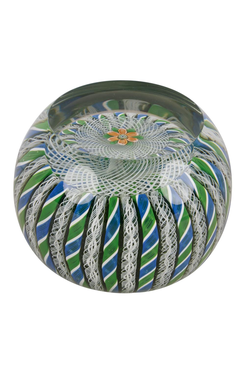 Appraisal: PERTSHIRE GLASS PAPERWEIGHT with central signature cane visible from the