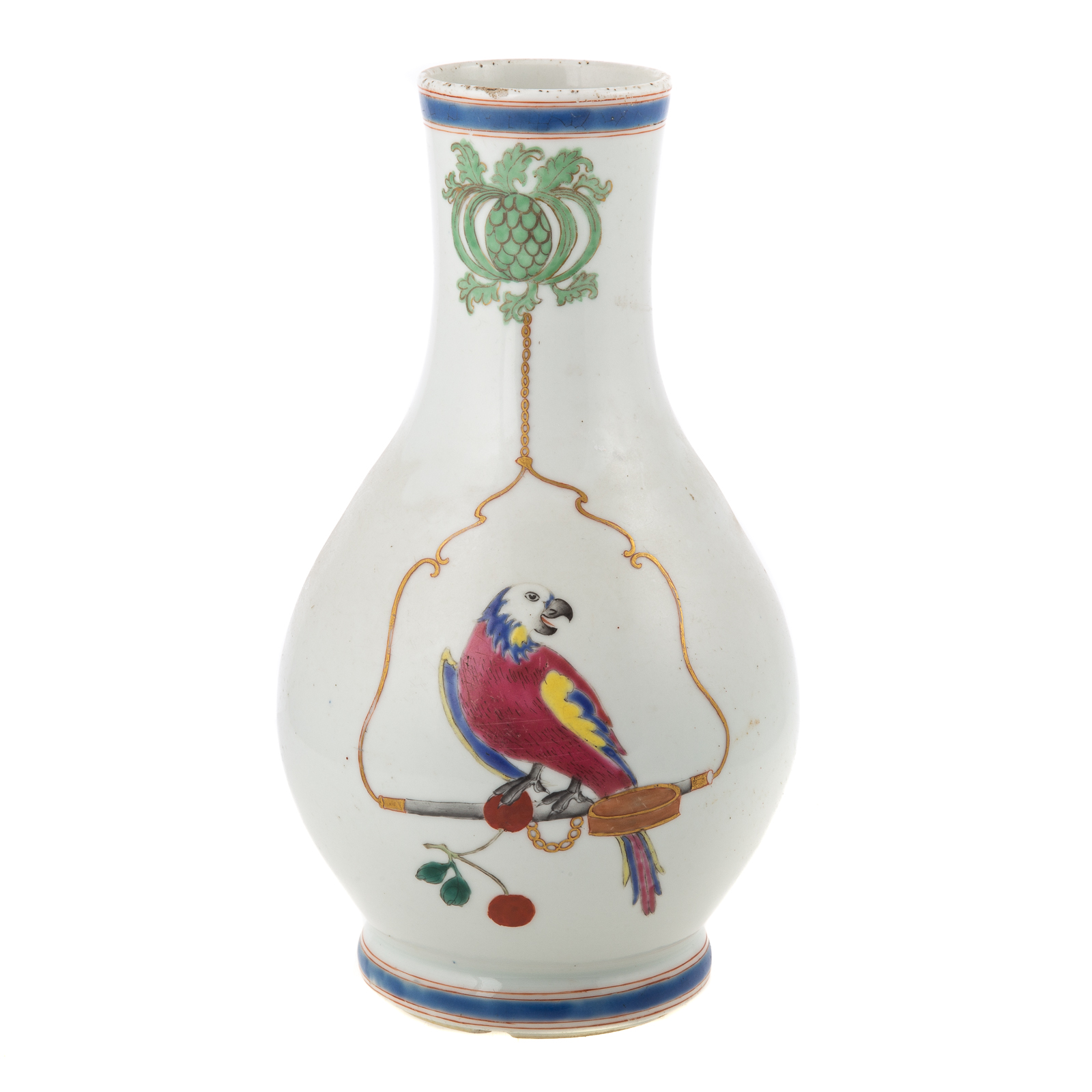 Appraisal: CHINESE EXPORT PRONK STYLE BOTTLE VASE Porcelain bottle vase with