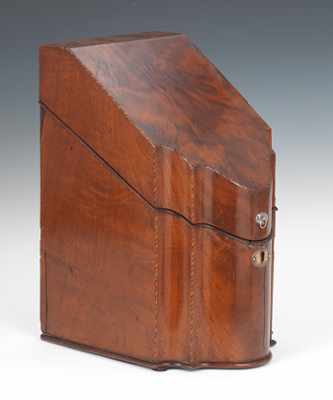 Appraisal: A Mahogany Knife Box British ca - With a serpentine