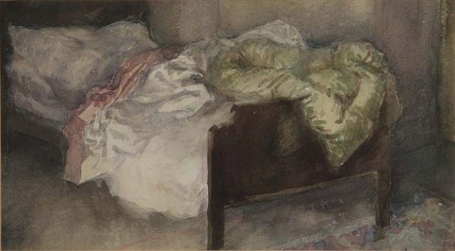 Appraisal: MARIAN KRATOCHWIL Polish - 'The unmade bed' the artist's room