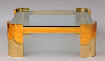 Appraisal: Modern Brass and Glass Coffee Table x x in