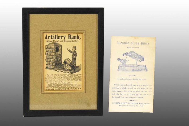 Appraisal: Lot of Mechanical Bank Trade Cards Description Includes Kicking Mule