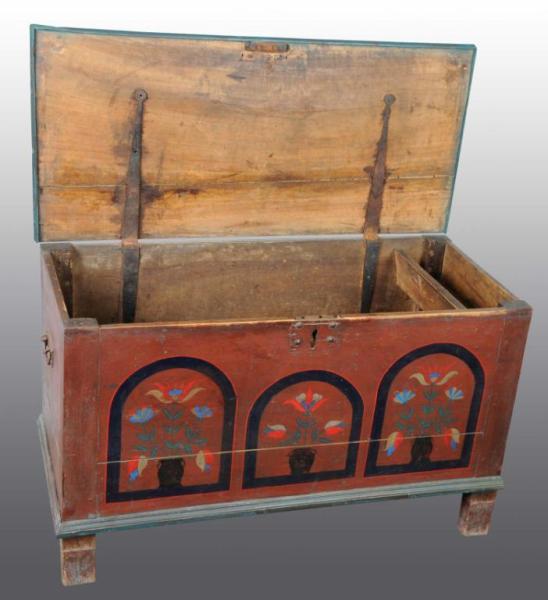 Appraisal: Wooden Primitive Painted Blanket Chest Description Dated and marked Jacob