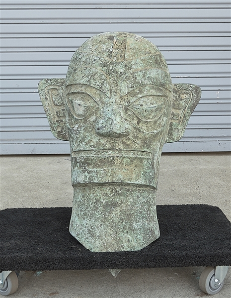 Appraisal: Chinese Han-style bronze head x x approx Condition wear losses