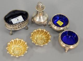 Appraisal: Group of six silver salt and peppers to include a