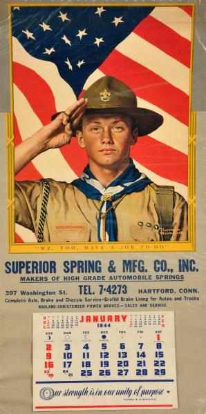 Appraisal: Large Boy Scout Calendar Description Beautiful top graphics with scout