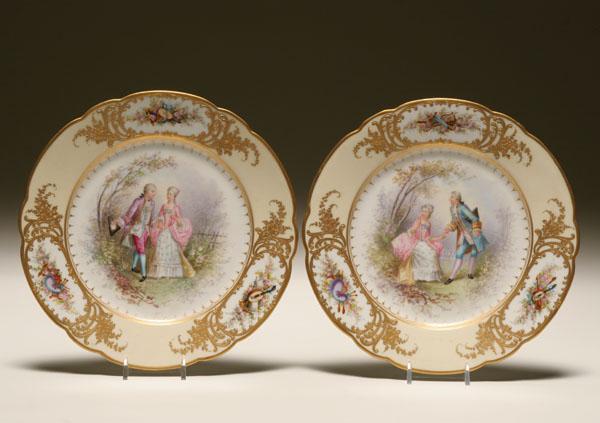 Appraisal: Two Sevres hand painted and gilt porcelain plates depicting th