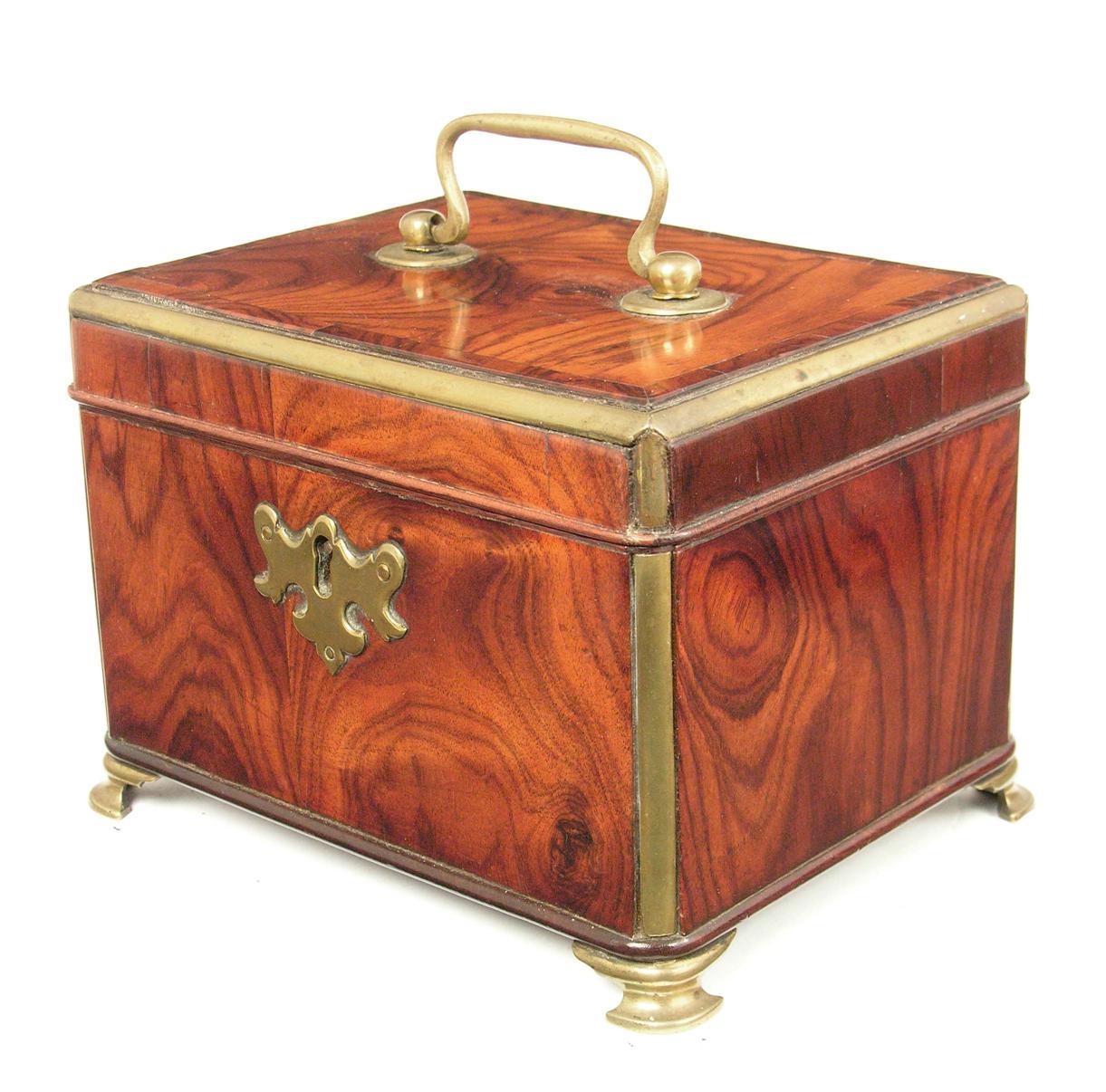 Appraisal: A padouk and brass mounted tea caddy