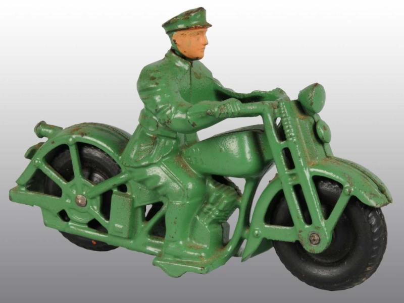 Appraisal: Cast Iron Green Hubley Patrol Motorcycle Toy Condition Near Mint