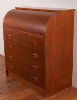 Appraisal: Danish Teak Cylinder Desk Teak desk with a cylinder top