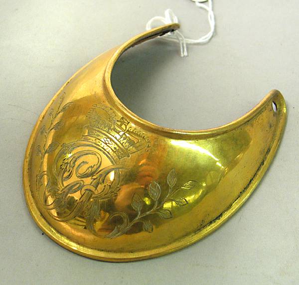 Appraisal: A British Georgian universal pattern gorget The gilt brass gorget