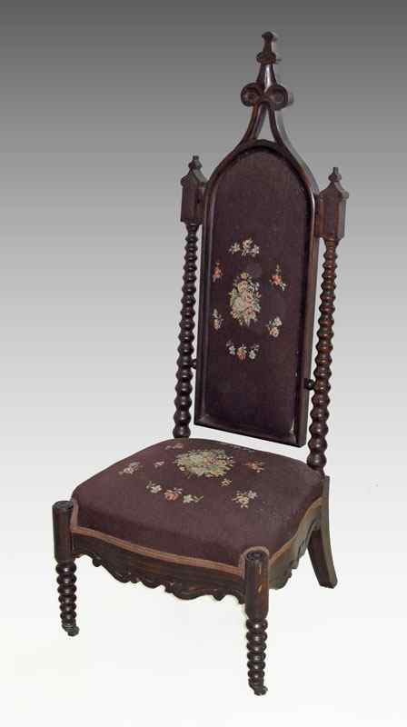 Appraisal: TH C GOTHIC REVIVAL CARVED WALNUT SIDE CHAIR '' h