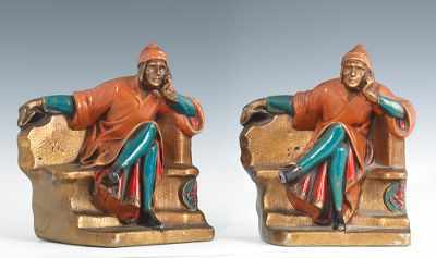 Appraisal: Cast Cold Painted Metal Dante Bookends Nice heavyweight cast metal