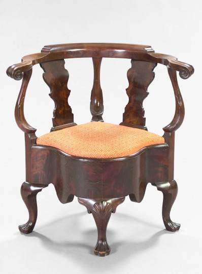 Appraisal: George III-Style Mahogany Round-About Chair early th century the curved