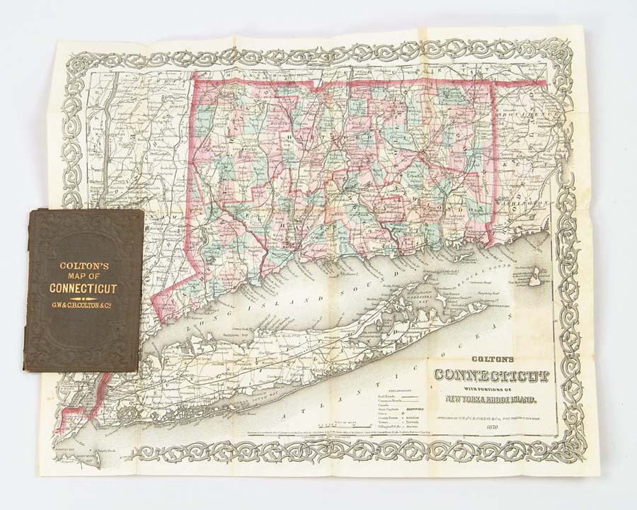 Appraisal: POCKET MAP OF CONNECTICUT Fold out map shows Connecticut with