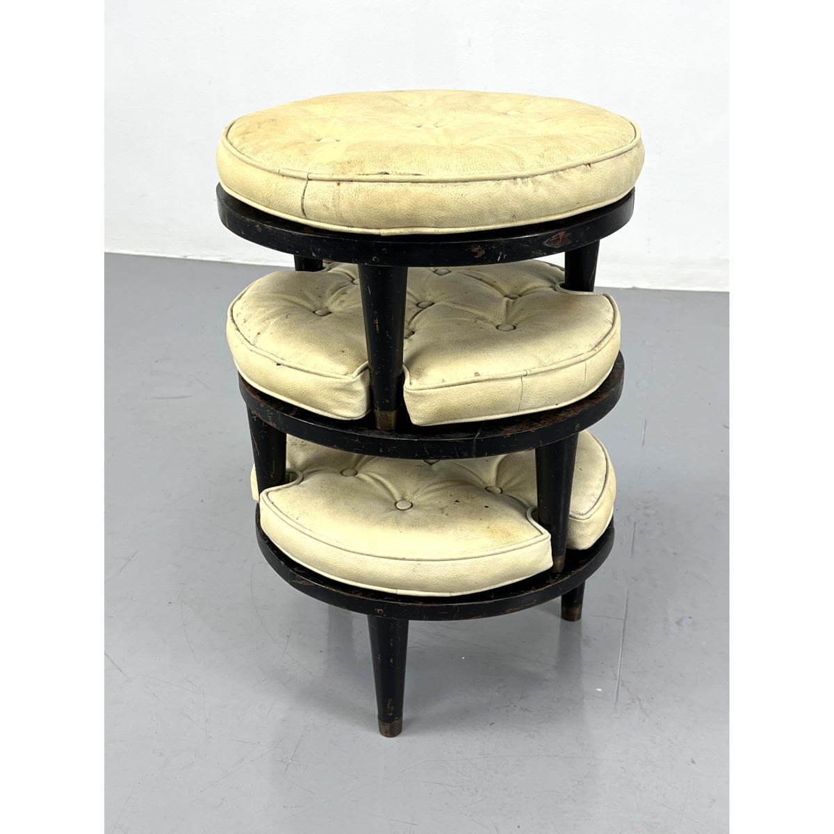 Appraisal: M HAYAT BROS Stacking stool Ottomans Peshawar Pakistan Dimensions H