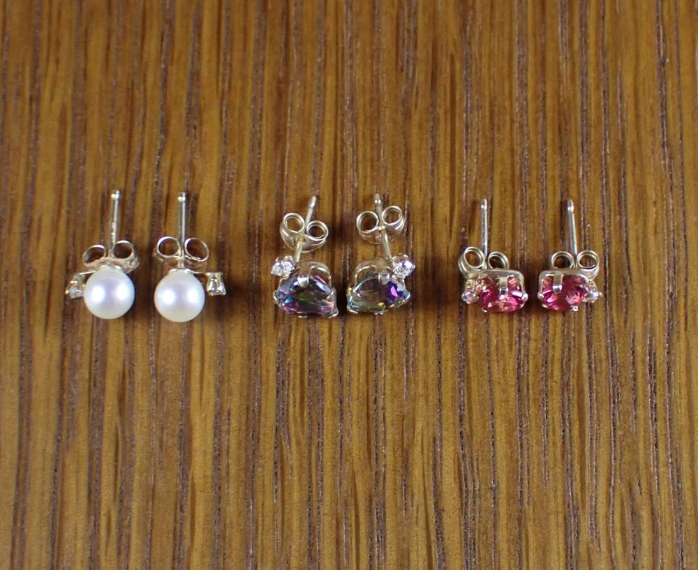 Appraisal: THREE PAIRS OF YELLOW GOLD EAR STUDS pair of k